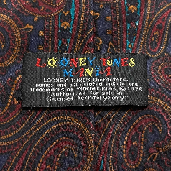 Men’s Vintage LOONEY TUNES Mania 1994 Paisley Neck Tie - Picture 3 of 5